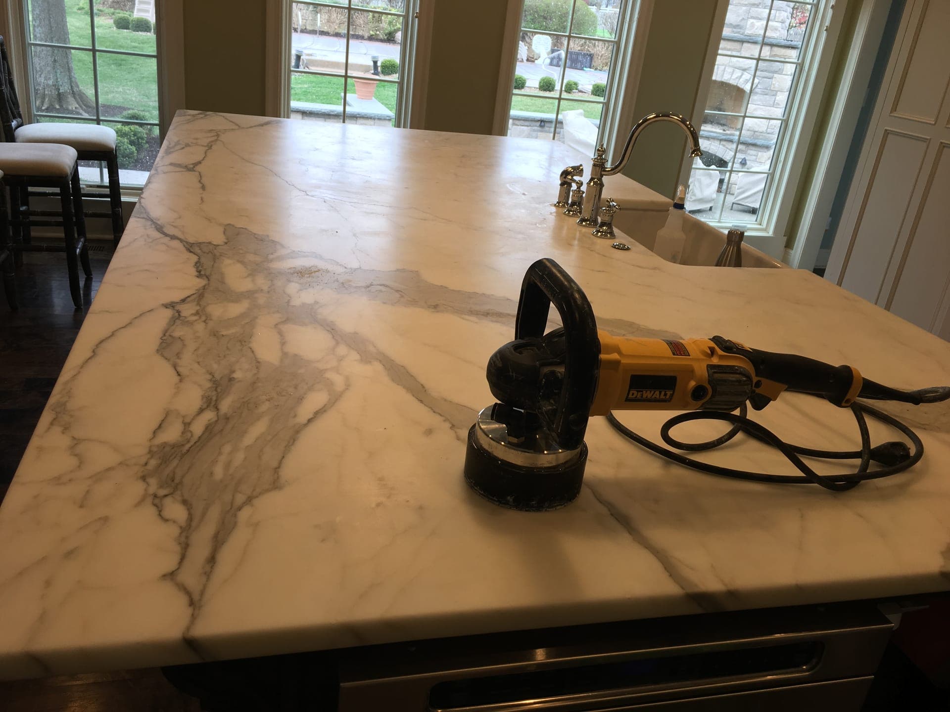 Carrara Marble Countertop Restoration - Before