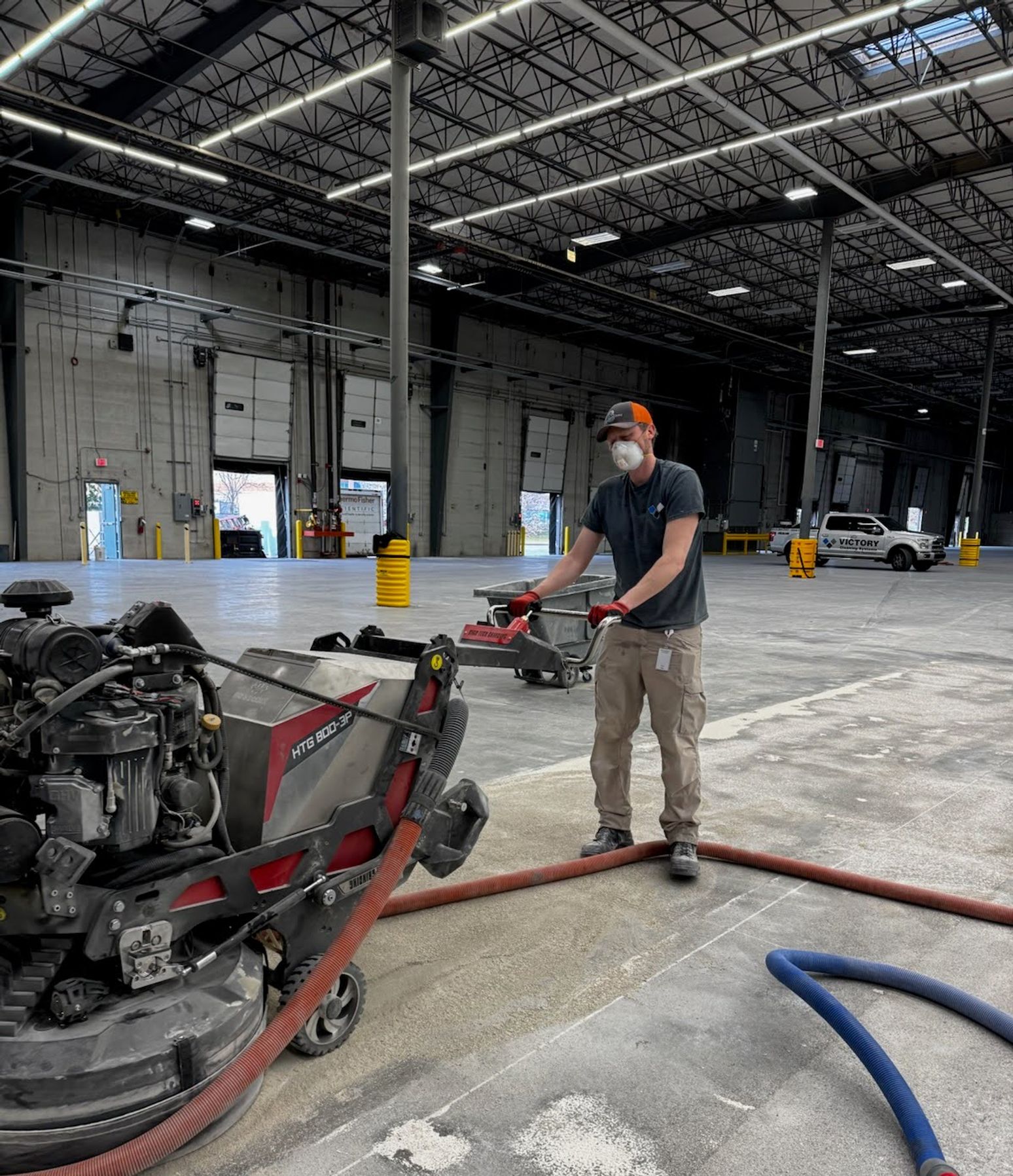 concrete grinding in a Kansas City commercial warehouse